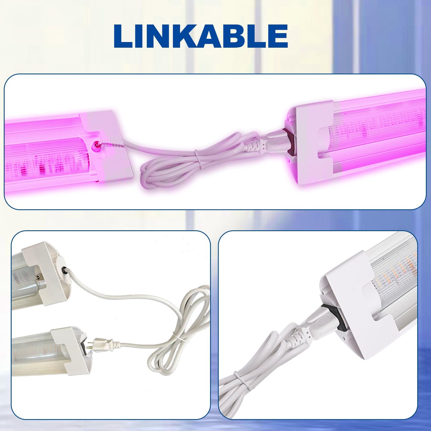 ENATECLITE 2FT LED Grow Lights for Indoor Plants, Full Spectrum 2100LM & Red Blue Light, Pull Chain Switch & Linkable for Indoor Plants, Hydroponics, Seedlings, Flowers