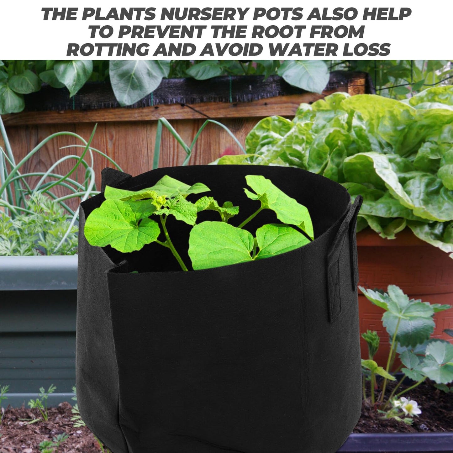 TOYZFRIENDY 2pcs 15 Gallon Black Fabric Plant Grow Bags for Potato and Vegetable Gardening, Thickened Nonwoven Nursery Containers with Aeration for Outdoor Patio and Lawn Use