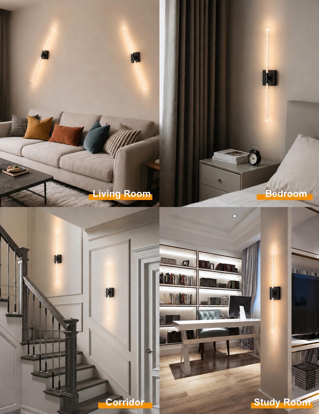 Crystal Bubble Battery Operated Wall Sconces Set of 2: 10000mAh Rechargeable Wall Lights with Remote, 360° Rotate 4CCT Modern Wireless Wall Lighting for Hallway Bathroom Bedroom Living Room Mirror