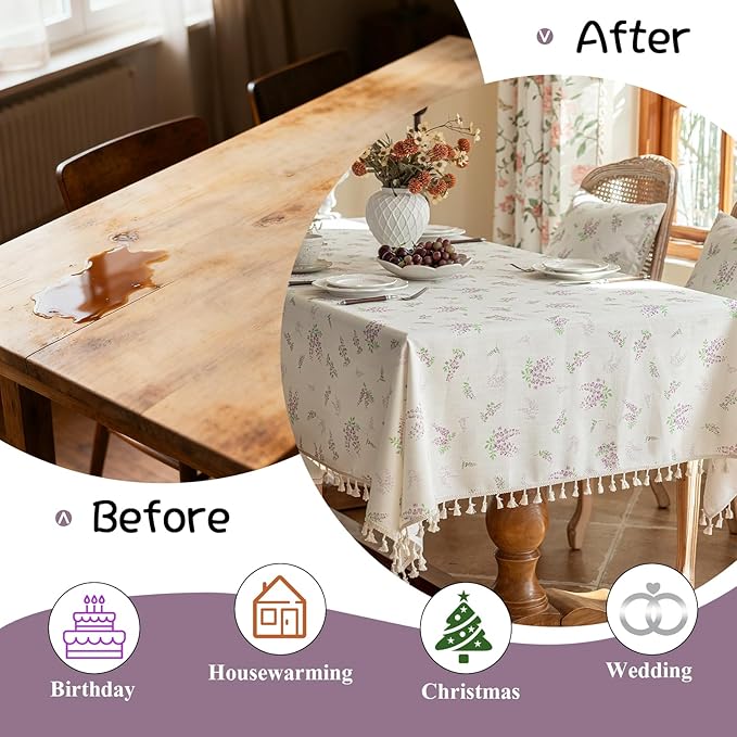 VClife Tablecloth Linen Texture Tablecloth