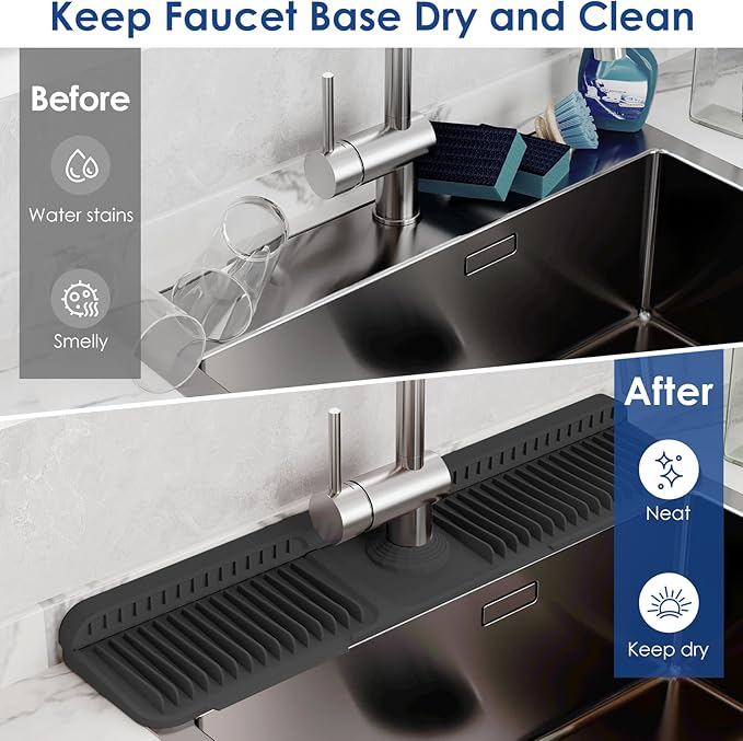 24 Inch Silicone Faucet Mat for Kitchen Sink Splash Guard