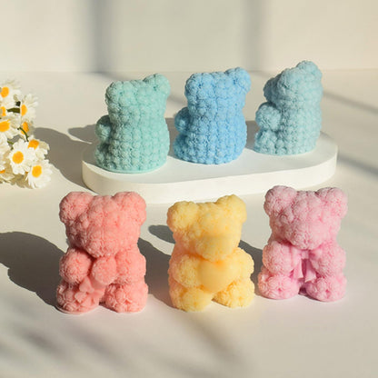 3 Pcs Silicone Fondant Mold Bowtie Rose Bear Silicone Mold 3D Cute Teddy Bear Candle Making Molds Vivid Animal Epoxy Resin Casting Mould for Home Decor