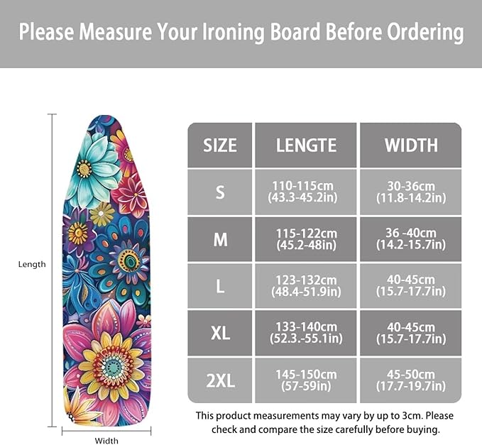 Iron Board Cover Standard Size, Floral Ironing Board Cover, Ironing Board Cover