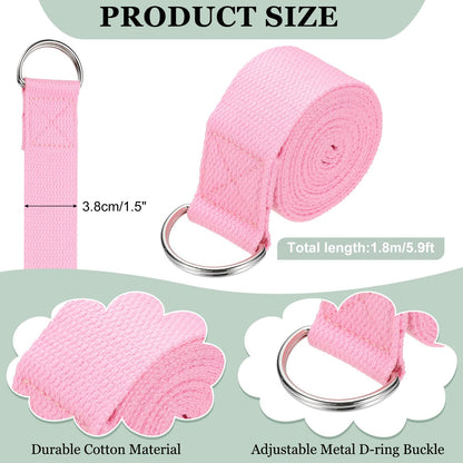 YELARXI Yoga Strap for Stretching, Athletic Stretch Band 5.9ft & Pink with Adjustable Metal D Ring Buckle Yoga Bands - Fitting for (Pilates/Physical Fitness/Gym Workout Dance)