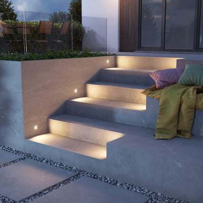 ledscom.de LED Staircase Light/recessed Wall Light FEX for Indoors and Outdoors, Angular, 85 x 85mm, Warm White