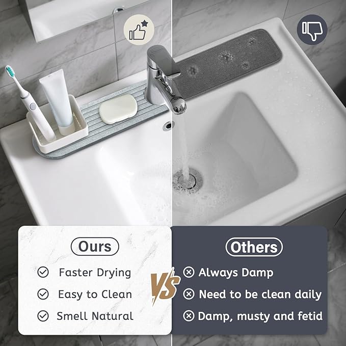 2 Set/4PCS Faucet Mat for Kitchen Sink Splash Guard Faucet Mat Absorbent