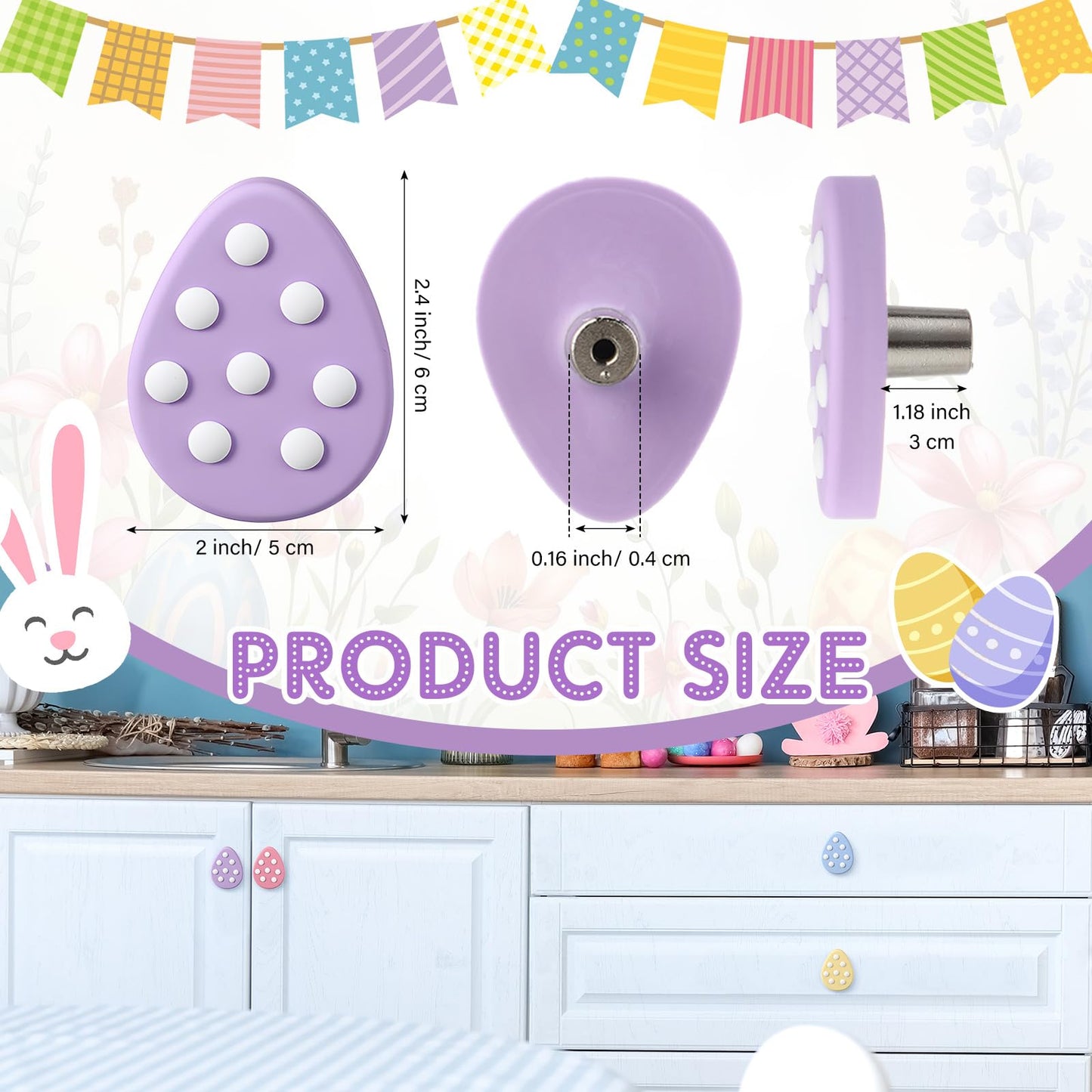 Moxweyeni 12 Pieces Easter Egg Silicone Cabinet Knobs Decor Hand Eggs Cabinet Knobs Cover Pastel Easter Decorative Drawer Knob Decor for Kitchen Home Spring Party Decorations