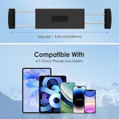 Lucrave Tablet Wall Mount Holder, Aluminium Extendable iPad Wall Holder, with 360°Rotating Base Adjustable and Foldable for iPad Pro Air Mini, Galaxy Tab, All 4.7-13" Phones and Tablets