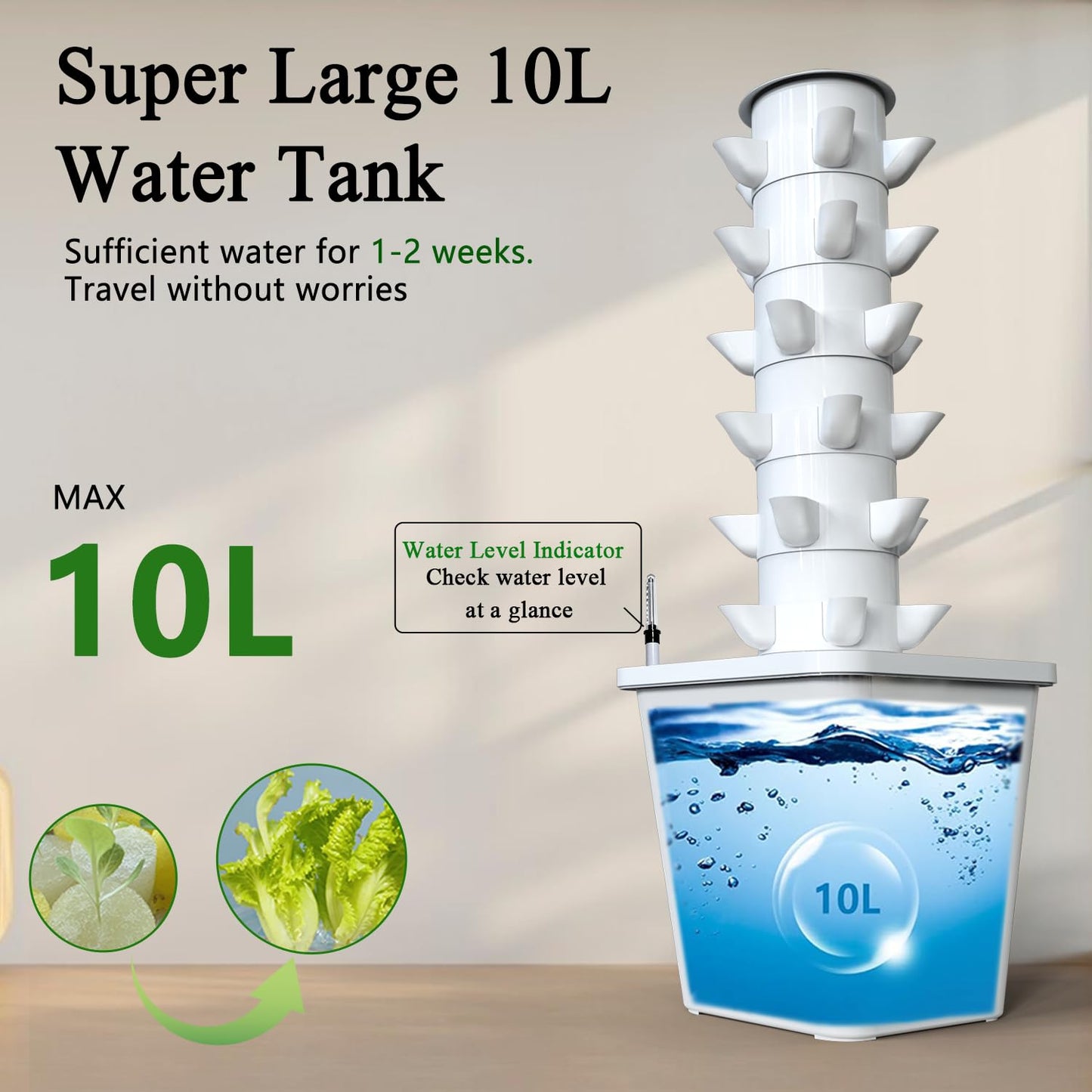 LYCereal Hydroponics Growing System, 30-Plant Indoor Hydroponic Tower with Pump System, Plants Germination Kit, Smart Aeroponic Herb Garden, Vertical Hydroponic System for Gardening Lover (No Seed)