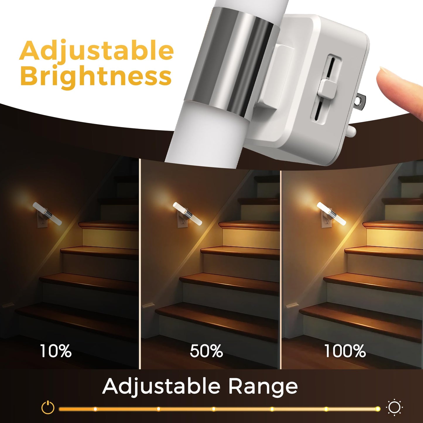 L LOHAS LED Night Light,Dimmable Night Lights Plug into Wall, 2 Pack Acrylic Nightlights with 0-100 LM Adjustable Brightness, 3000K Plug in Night Light with Dusk to Dawn Sensor, for Bathroom Hallway