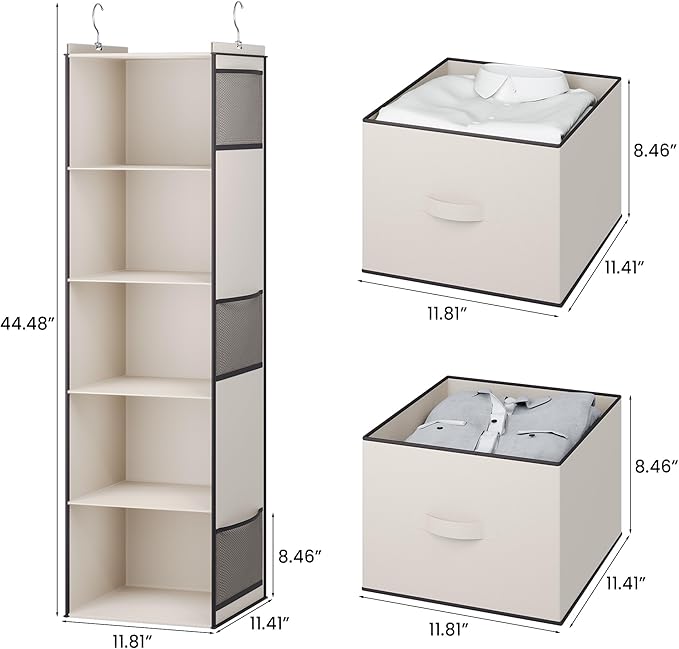 YOUDENOVA Hanging Closet Organizer, 5 Tier Hanging Closet Shelves
