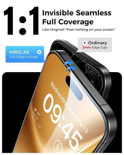 MRGLAS 4-Pack TOP 9H+ Glass for iPhone 16 Pro Screen Protector [Auto Alignment Kit] [10X Military Protection] UNBREAK Tempered Glass Flim for iPhone 16 Pro 6.3 inch Case-Friendly