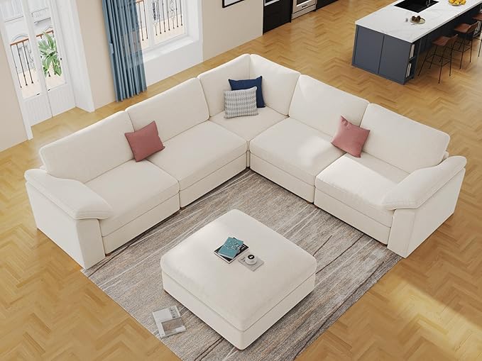 EASE MOOSE Sectional Modular Sofa, Luxury FSC Certified Chenille Comfty Deep