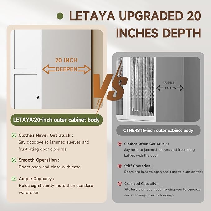 Letaya Armoire Wardrobe Closet, Narrow Slim Coat Closet Cabinet