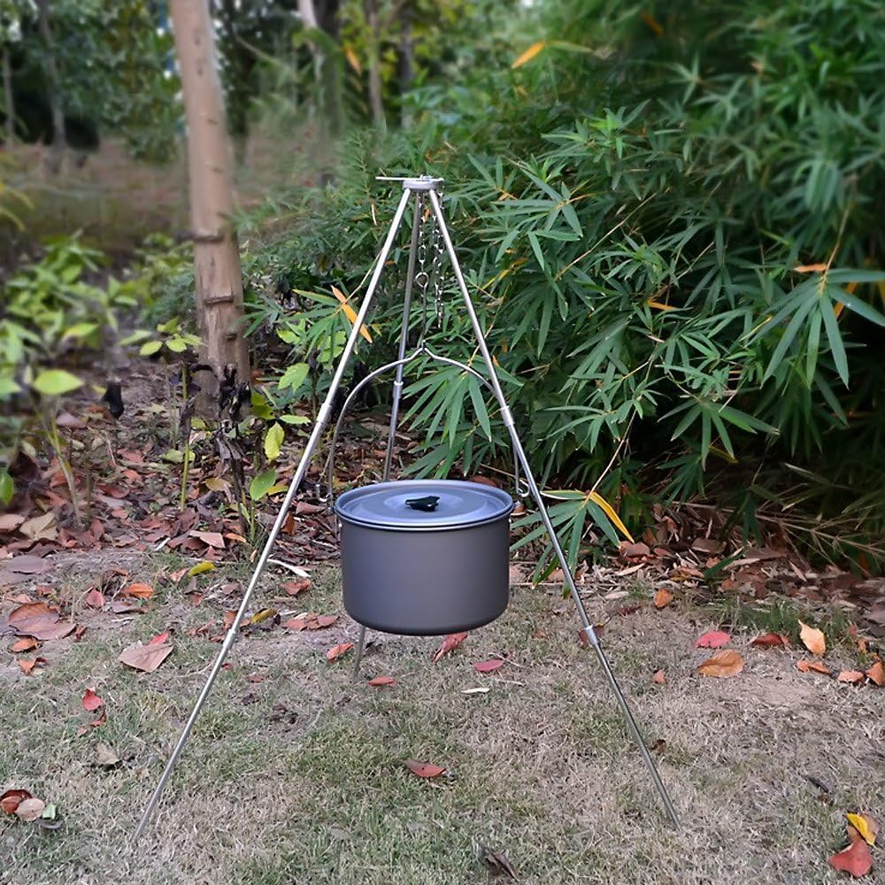 Camping Tripod Campfire Cooking Dutch Oven Tripod Mini Adjustable Grill Tripod Cooker Campfire Grill Stand Tripod Grilling Set Cooking Lantern Tripod Hanger with Storage Bag for Camping Activities