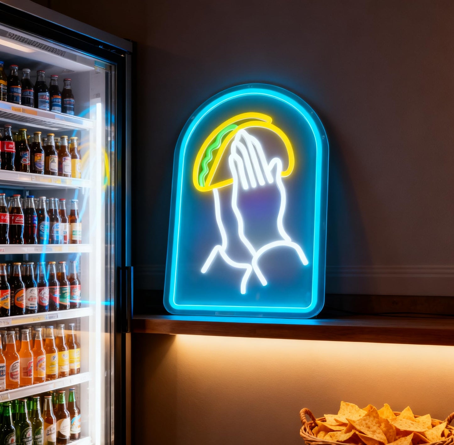 Taco LED Neon Sign, USB Powered Dimmable Decorative Neon Light for Mexican Restaurant Home Kitchen Taco Shop Food Truck Party Dining Room Wall Table Decor 15.4 x 10 In