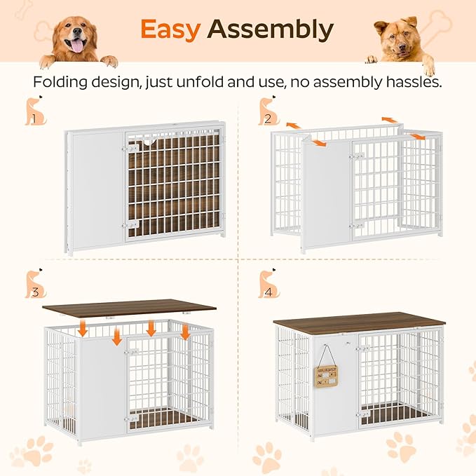 YATINEY Foldable Dog Crate Furniture, Dog Crate