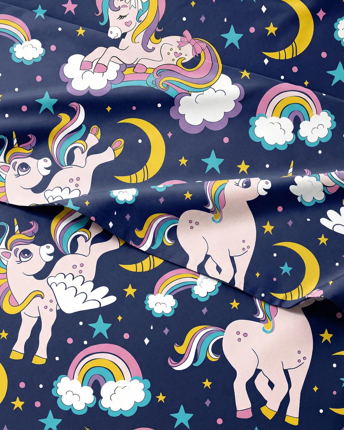 CGK Unlimited Kids Magic Unicorns Twin 3 Piece Sheet Set - Boys, Girls, Teens, Toddler - Easy Fit Deep Pockets - Soft, Cooling & Breathable Sheets - Cute, Cozy, Fade & Wrinkle Free - Machine Washable