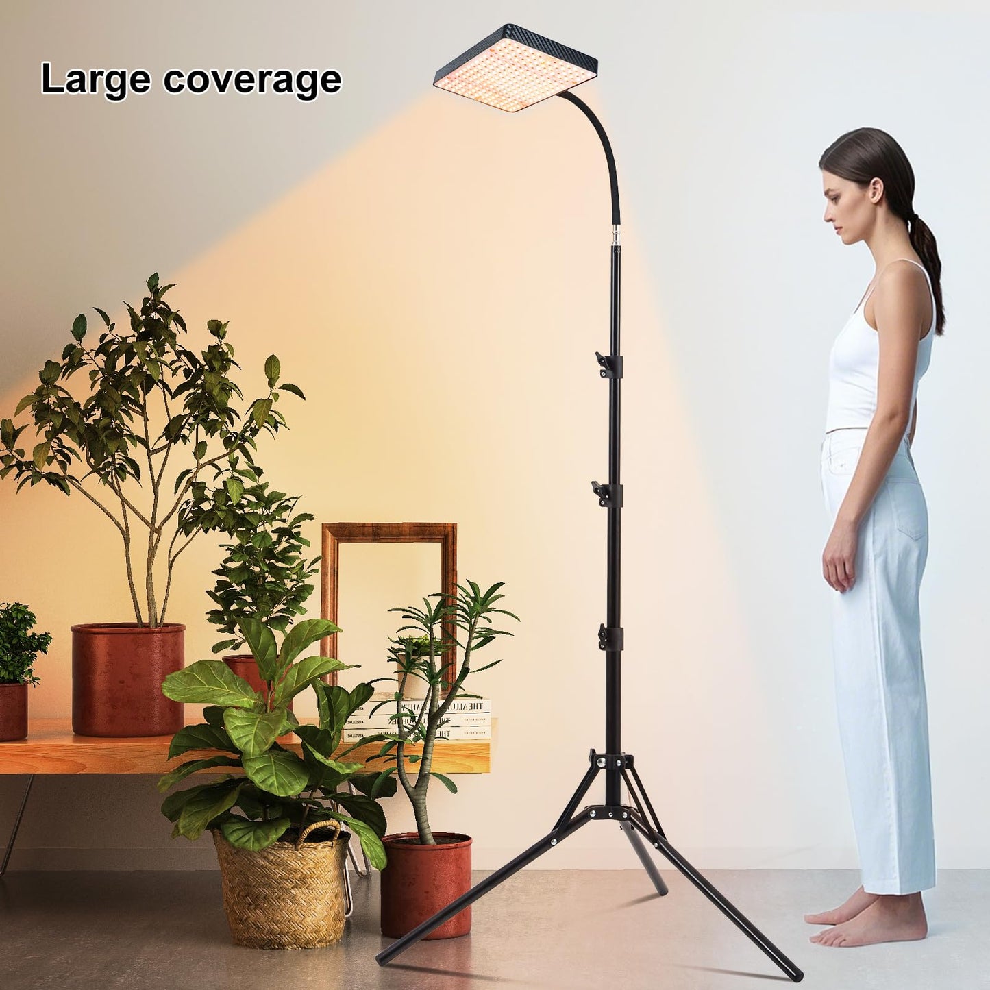 FECiDA 2026 Grow Lights with Stand, Standing Grow Lights for Indoor Plants, Bonsai Tree, 4/8/12/16/20H Timer, 25 Watt Power Draw, NO Need Adapter, Daisy Chain Function, 24"-64" Height Adjustable