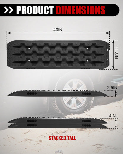 FieryRed Traction Boards Offroad, Recovery Boards with 2 Leashes and Carry Bag, Recovery Track Board Mounting Kit