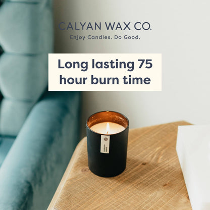Calyan Wax Co. Aspen & Fog Scented Candle - 75 Hour Burn - Luxury Clean Soy Wax Candles - Long Lasting Black Tumbler Jar Candle for Home - 10.2oz