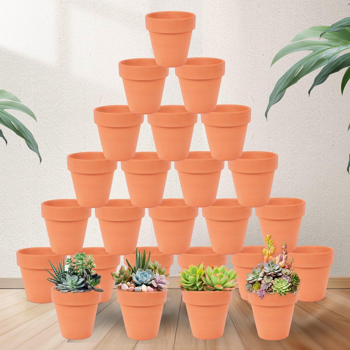 CUZZME 26 Pack Terra Cotta, 3inch Small Clay Flowerpots with Drainage Hole, Terracotta Pot for Indoor Outdoor Plant, Great for Plants, DIY Crafts