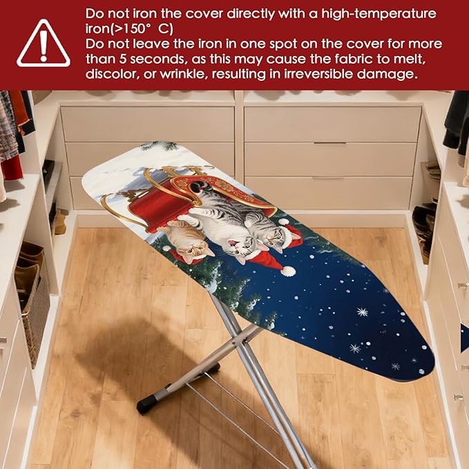 Nuxovilar Ironing Board Covers Winter Cats in Sleigh Pattern Polyester 15x54
