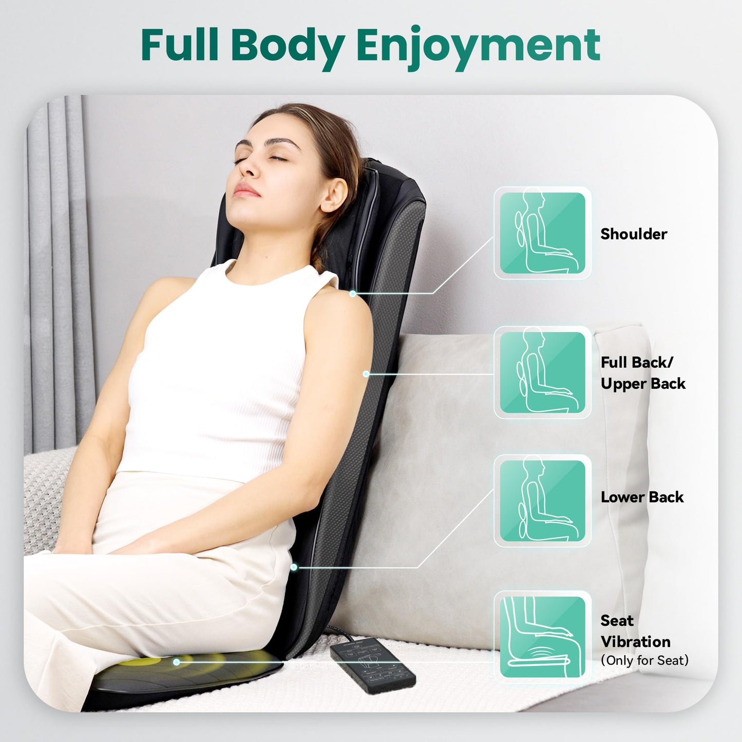 Snailax 2025 Shiatsu Neck Back Massager with Heat -Deep Kneading Massage Chair Pad,Adjustable Intensity,Full Body Massage Seat Cushion for Relaxation