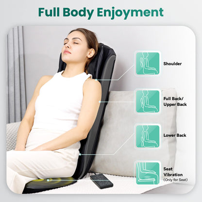 Snailax 2025 Shiatsu Neck Back Massager with Heat -Deep Kneading Massage Chair Pad,Adjustable Intensity,Full Body Massage Seat Cushion for Relaxation