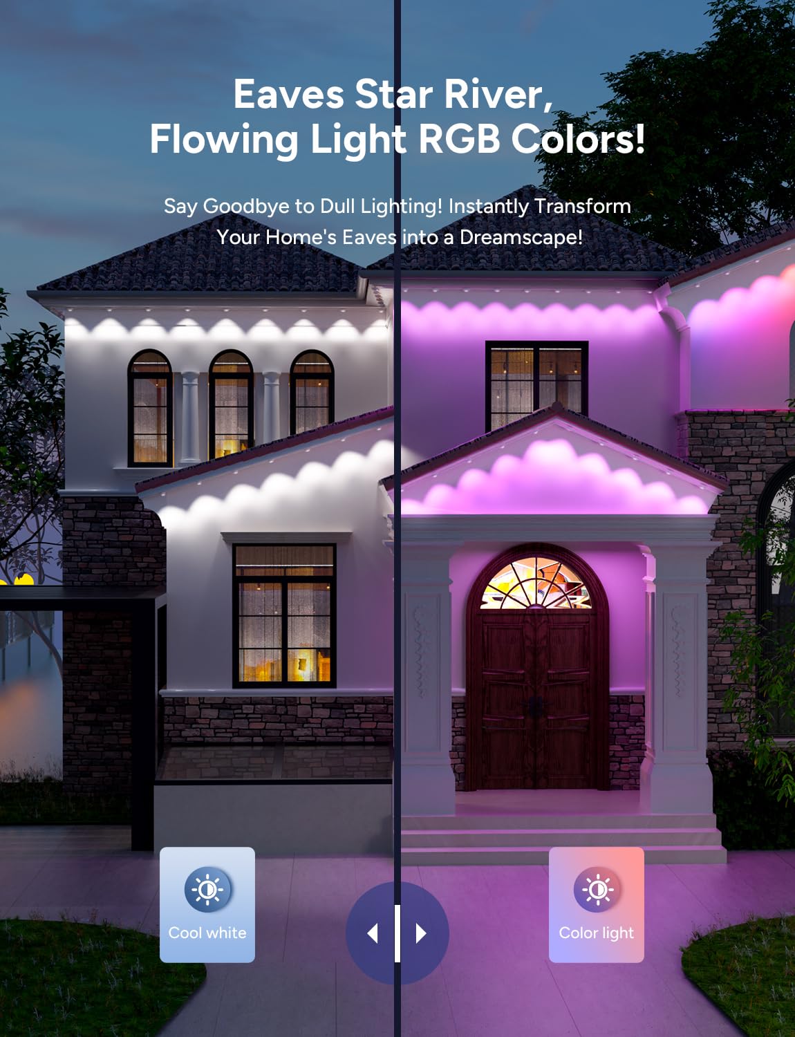 Isablelala Permanent Outdoor Lights, 100ft with 60 RGB LED Lights for Christmas and Daily, 49 Scene Modes+DIY for Christmas Decor, IP66 Waterproof for Outdoor, Compatible with Alexa, Google Assistant