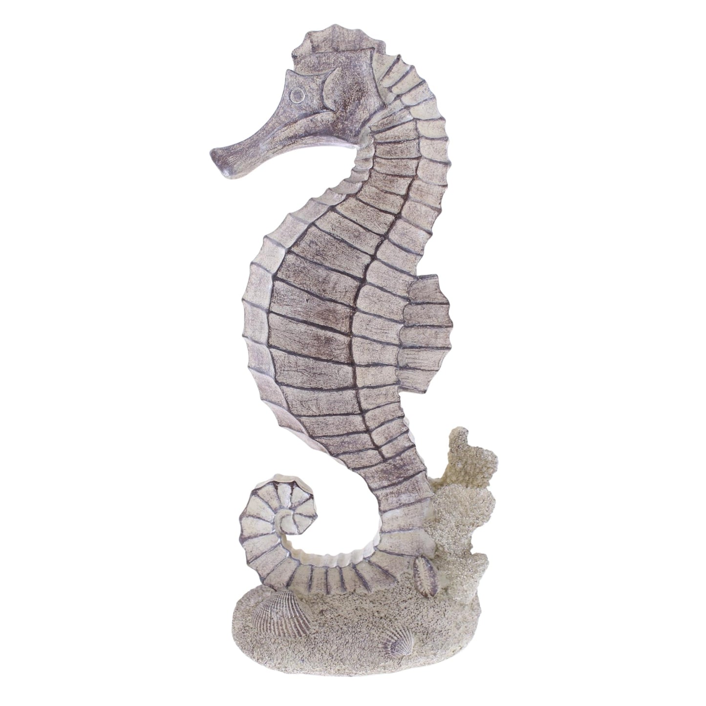 The Bridge Collection Decorative Seahorse Figurine – Coastal Seahorse Statue with Textured Ocean Detail – Nautical Beach House Decor Accent