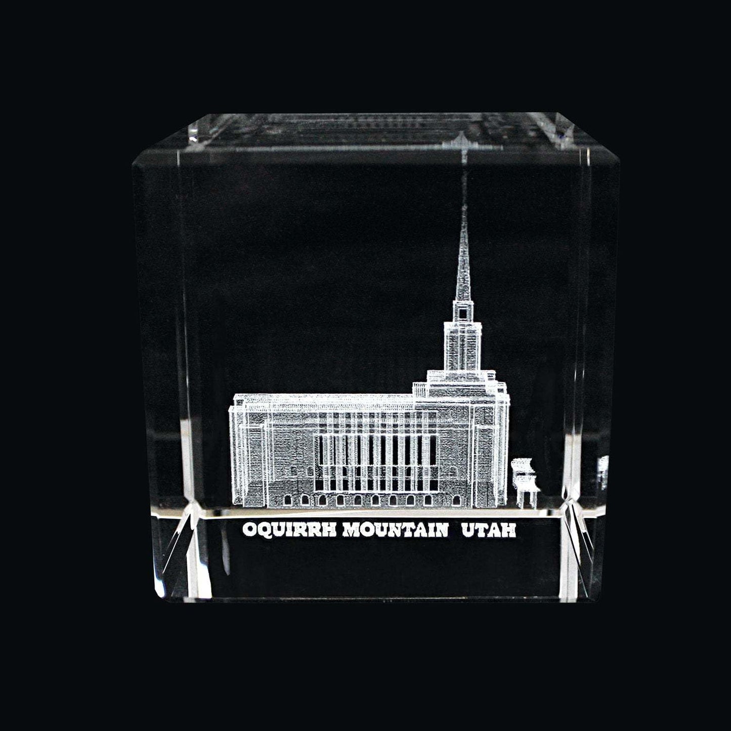 Ringmasters Crystal Cube Desk Decor LDS Temple Paper Weights for Office Desk | Christian Home Decor, (Oquirrh Mountain Utah)