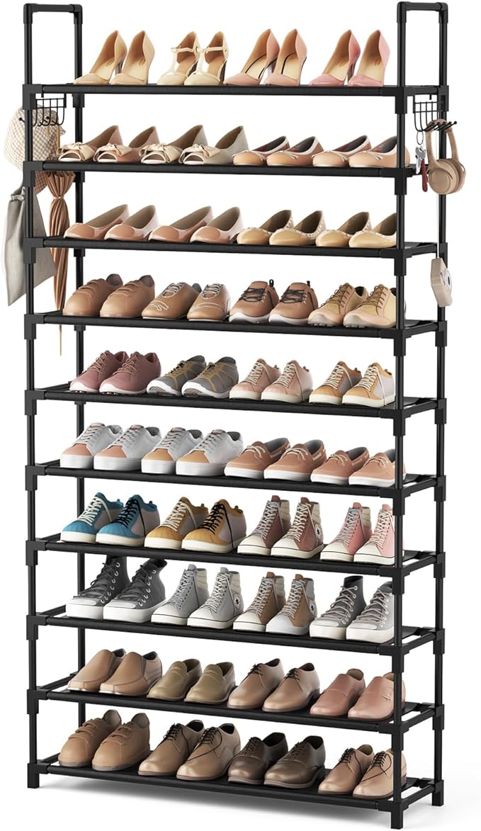 VTRIN 10 Tier Shoe Rack Tall Large Capacity 50 Pair Wide Shoe Organizer