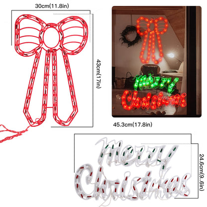 Xmasnova 2 Pack Christmas Window Lights - Double Sided Merry Christmas Sign Lamp Decorations for Indoor Wall, Door & Glass
