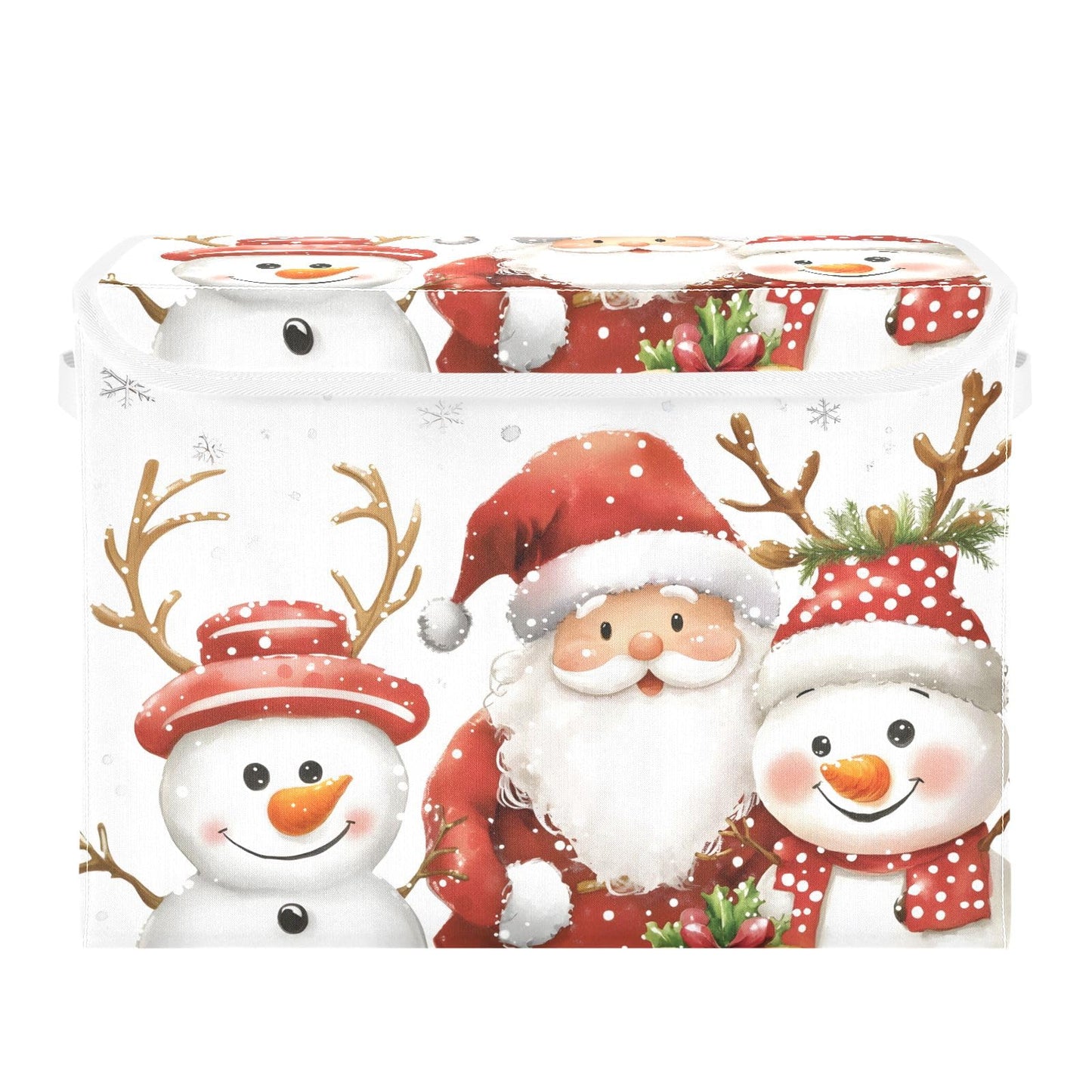 Bolaz Storage Bins with Lids and Handles,Christmas Snowman Storage Box Storage Basket with Cover Collapsible Organizer Containers for Home Closet, Shelves