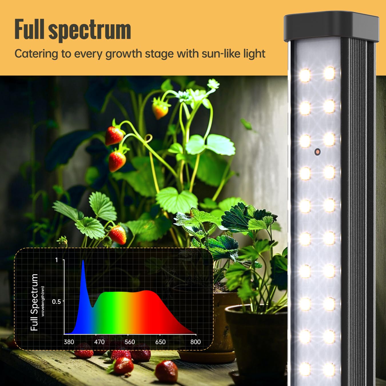 SpeePlant Vertical Grow Light, 72 LEDs Full Spectrum Light Bar, 5000K Wide Illumination Area Desk Light,1.4FT Stand Plant Lamp for Tall Houseplants, Tropical Plants, Foliage with On/Off Switch