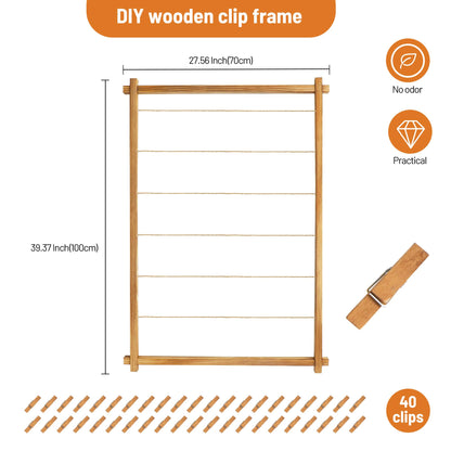 Collage Picture Frame,Photo Display Board with Clips,Hanging Pictures Frames Photos Wall Decor for Wedding Graduation Party Birthday Greeting Letter Postcards Christmas Cards Holder Organizer,39 inch