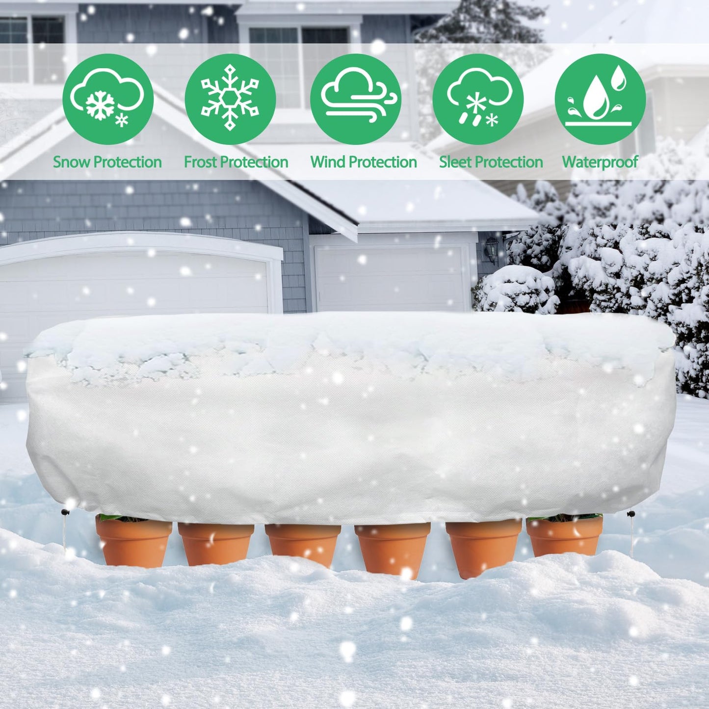 Plant Covers Freeze Protection, 2 Pack 4.1 x 2 x 1.6 ft Rectangular Raised Garden Bed Cover with Drawstring, 2.47oz/yd² Large Garden Box Frost Blankets Reusable Frost Cloth for Winter Outdoor Plants