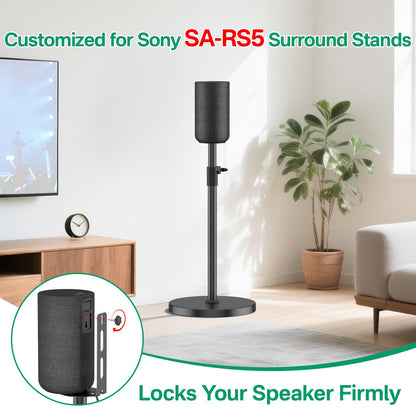 Adjustable Height Speaker Stands for Sony SA-RS5 Wireless Rear Speaker Stand - Heavy-Duty Floor Speaker Stands Pair for Sony SA-RS5 Speaker Stands with Cable Management
