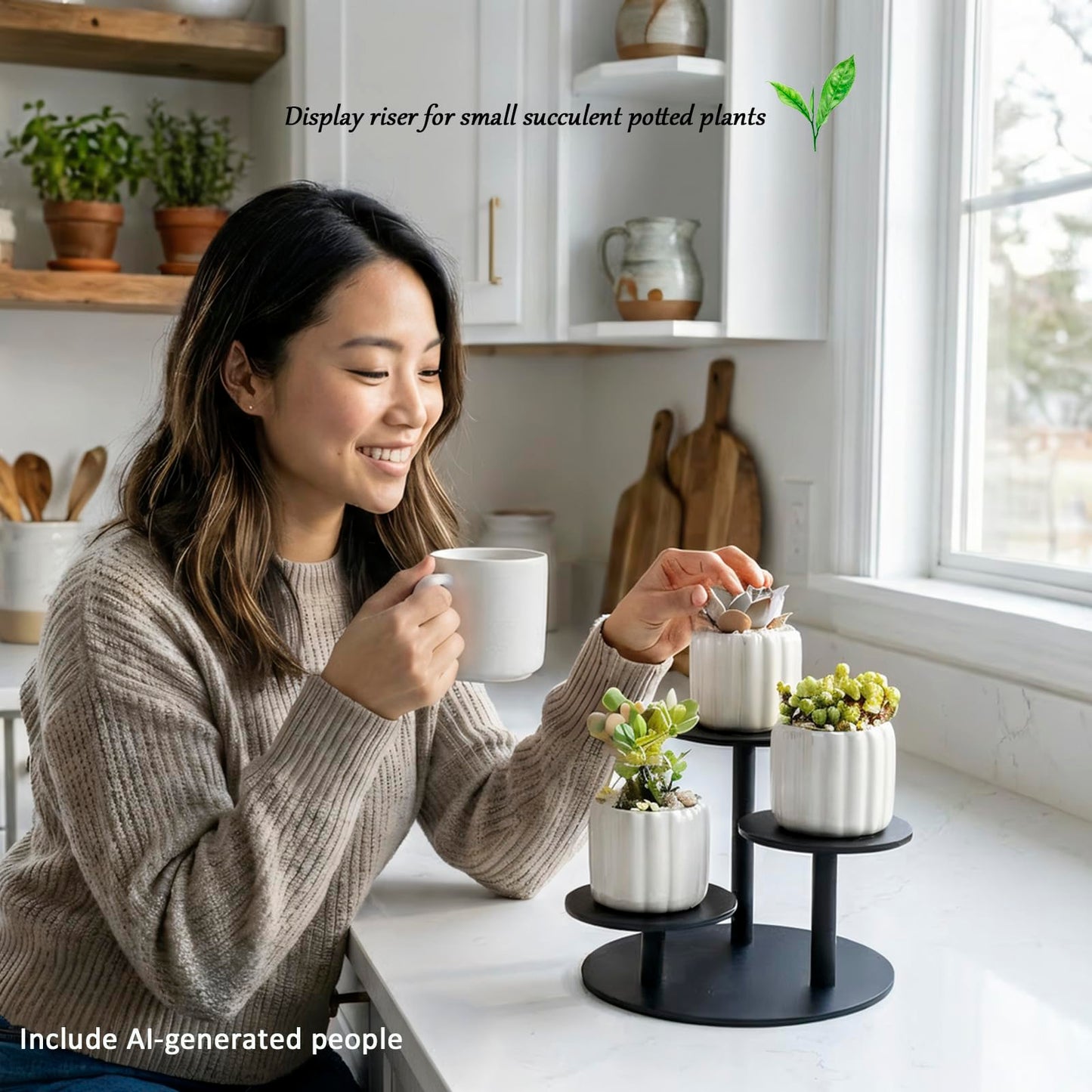 YQUQAQN Frosted Acrylic Table Display Stand for Figure Small Display Risers Black for Succulent Plants 3 Tier Round Risers for Decor 1 Pack