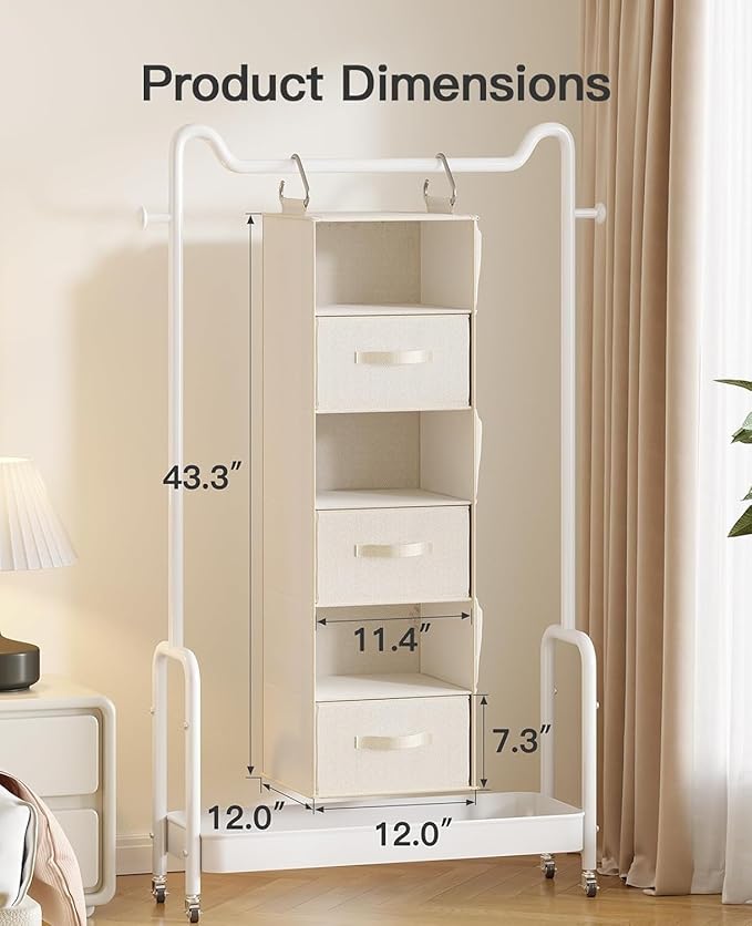Pipishell Hanging Closet Organizer 6-Shelf, Hanging Shelves
