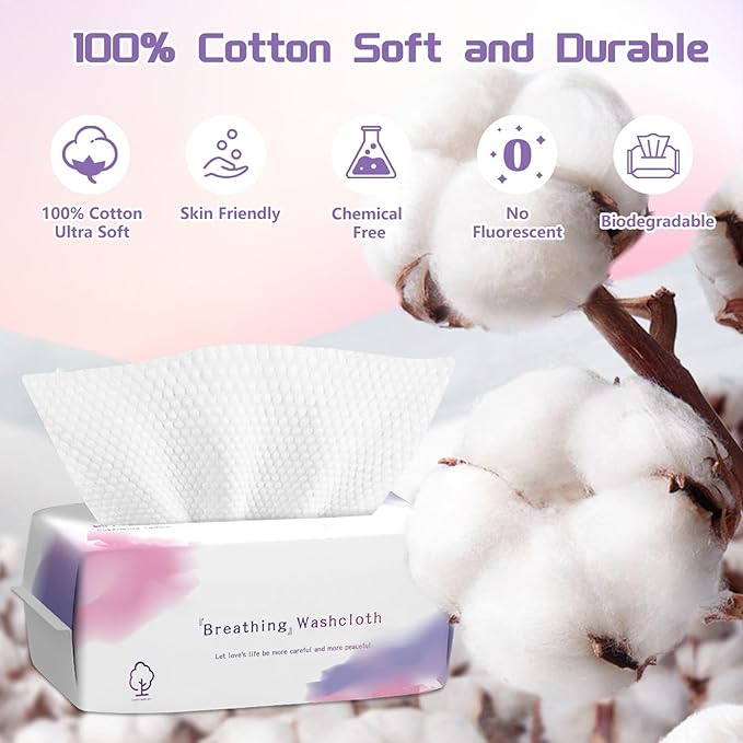Disposable Face Towel 400 Count, Soft Cotton Face Towels, Dry Wipes Facial