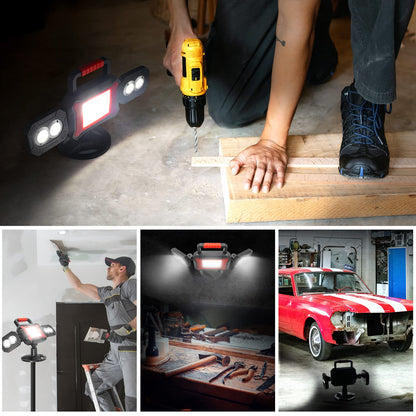 SYLSTAR Rechargeable Work Light, 25W 2700LM COB LED Magnetic Light with USB Power Bank Function, Rotatable Portable Flood for Construction Site, Garage, Workshop, Car Repairing, Black, (ST2700)