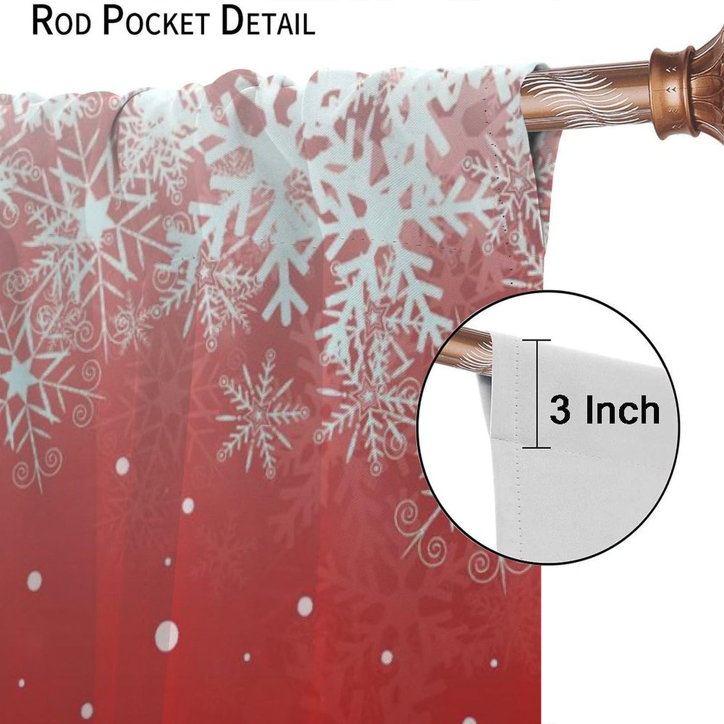 FengMingRui Merry Christmas Snowflakes Curtains for Happy Festival Living Room Bedroom Home Decor Window Drapes 42" W X 45" L