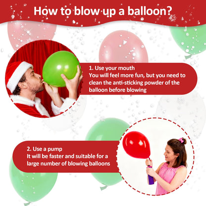 100PCS Christmas Balloons Garland Arch - MAQIHAN Xmas Red Green White Balloons Christmas Birthday Party Decorations Latex Balloons Globos Para Decoracion De Fiestas Tree Baloons Party Supplies 12 Inch