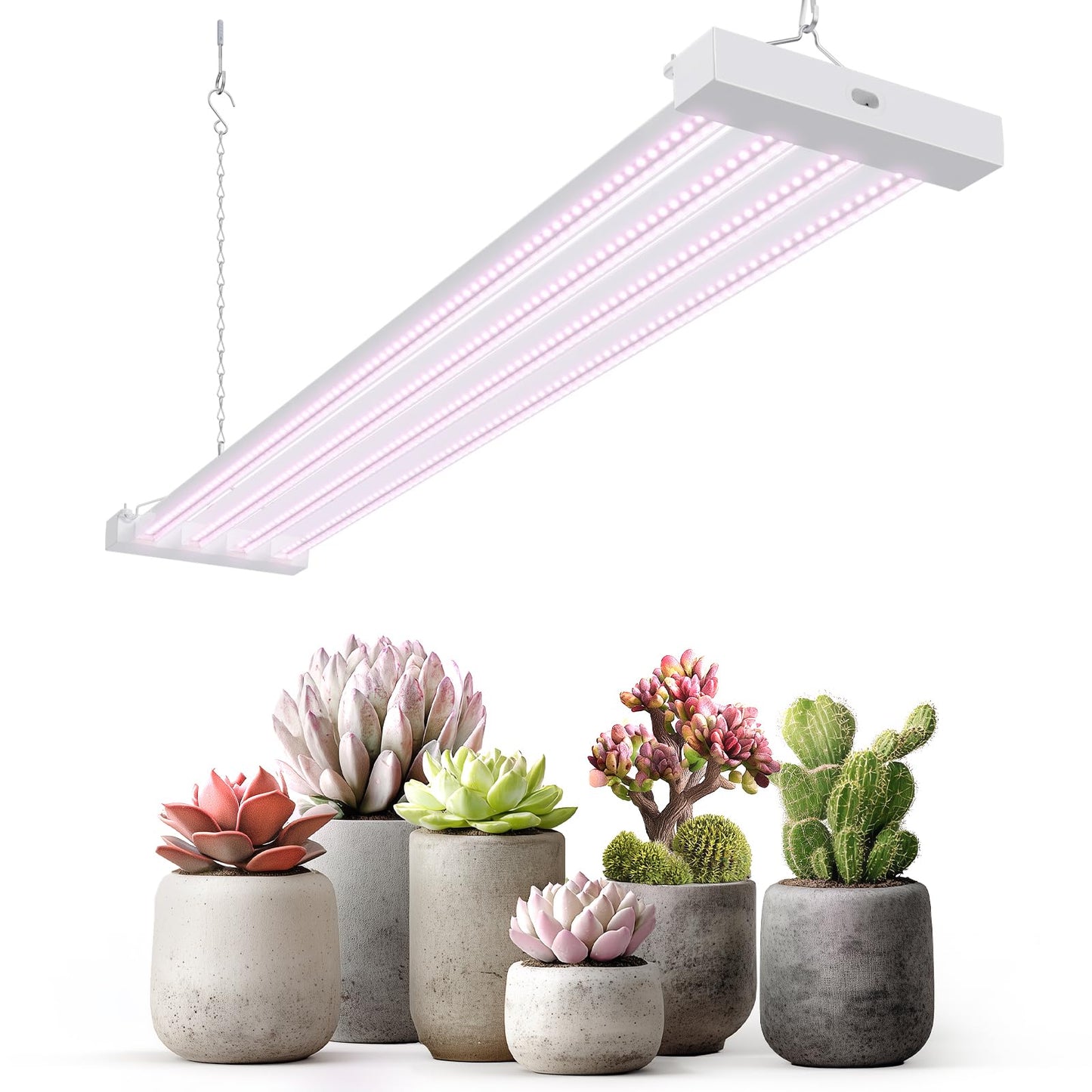 Barrina TX-L63 3FT LED Grow Light, 63W, 4 Panels Wider Coverage, Full Spectrum, High PPFD, Super Bright, Linkable, Hanging Fixture, Plant Stand with Grow Light for Indoor, Vegetable, Seeding, 1 Pack