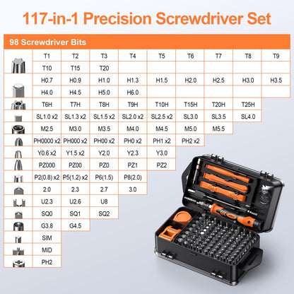 JOREST 117 in 1 Precision Screwdriver Set, Tool Gifts for Men, Mini Repair Tool Kit with Torx Triwing Bits, Repair for Computer, MacBook, Laptop, PC, RC, PS5, iPhone, Electronics, Xbox, Glasses