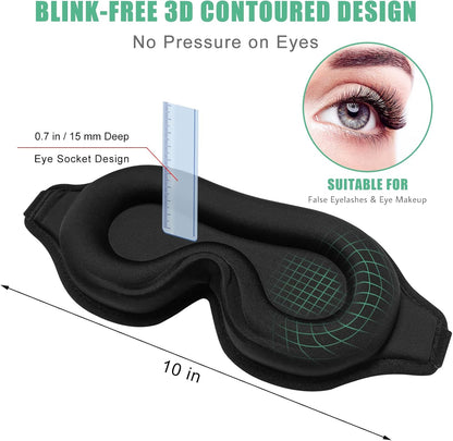 BeeVines 2 Pack 3D Contoured Sleep Mask Sleeping Eye Masks for Lash Extensions, Night Molded Mask with Adjustable Strap, 100% Block Light Eye Shade Cover for Traveling Yoga Nap