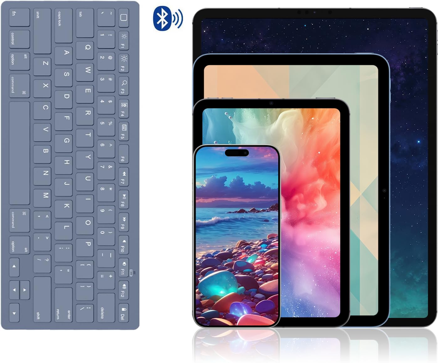 OMOTON Bluetooth Keyboard Compatible with iPad 10th Generation, iPad 10.2 (9th/8th/7th), iPad Pro 13/12.9/11 inch, iPad Air/Mini and More iOS Devices, White