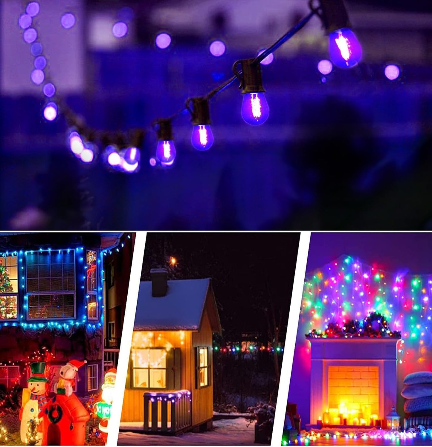 Sxminer 15 PCS LED Purple S14 Bulbs Christmas Replacement Bulb 1W LED String Light Bulb E26 Base Edison Bulbs Plastic Shatterproof Decorative Bulbs for Outdoor String Lights Home Patio Decor(Purple)